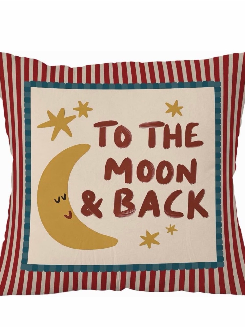To The Moon & Back Red Stripe Decorative Pillow Cover